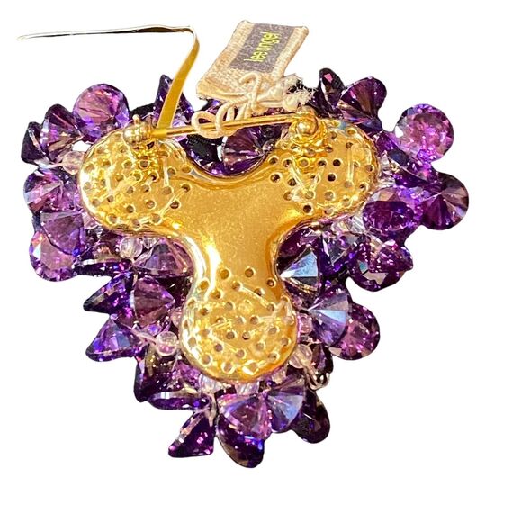 VINTAGE LEE ANGEL Brooch Statement stunning Purple Crystal Heart Pin $245 NWT - Picture 3 of 3